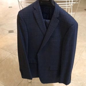 Blue checker suit set with vest